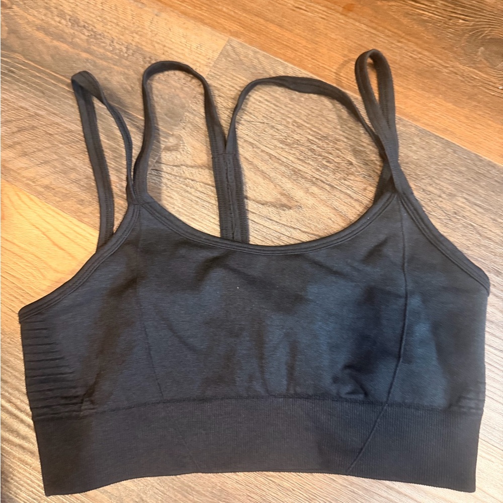 Women's Black Double-Strap Seamless Sports Bralette